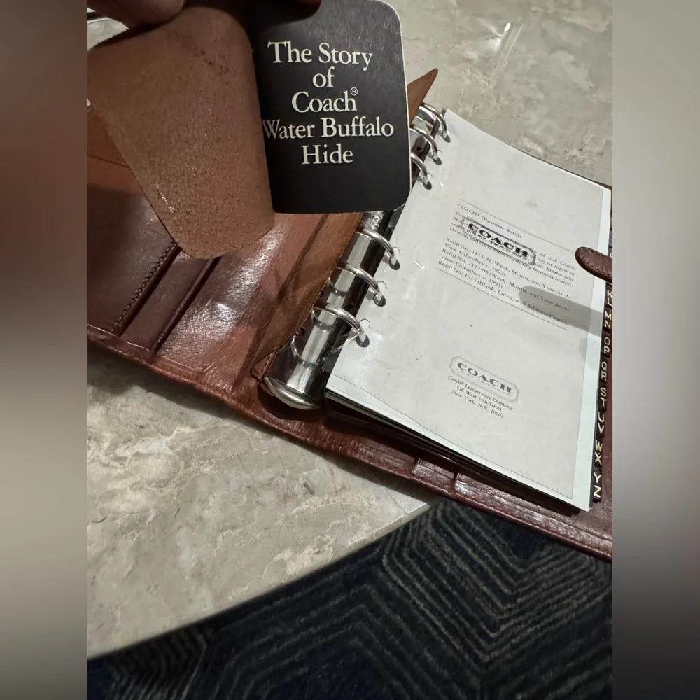 Coach water buffalo tan leather vintage planner